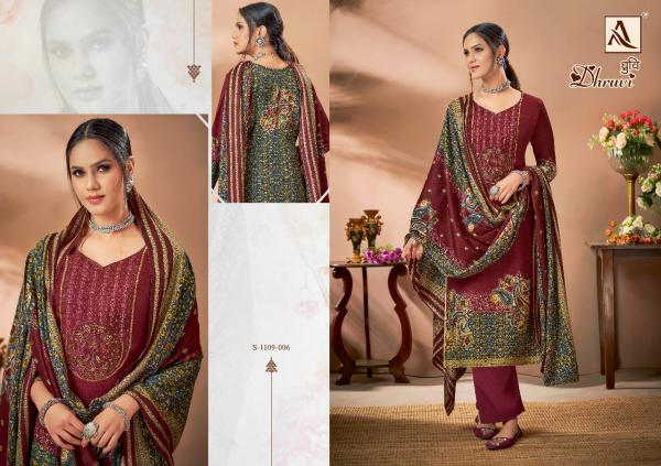 Alok Dhruvi Embroidery Winter Wear Pahsmina Dress Materail Collection